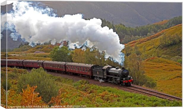 Jacobite Steam Train, West Highland Line, Lochaber Canvas Print by Arch White