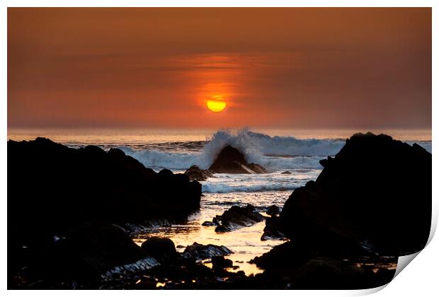 WIdemouth Sunset Cornwall. Print by Maggie McCall