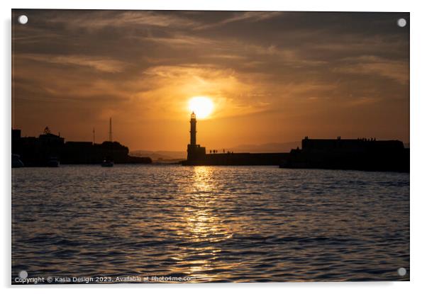 Radiant Sunset over Chania Harbour Acrylic by Kasia Design