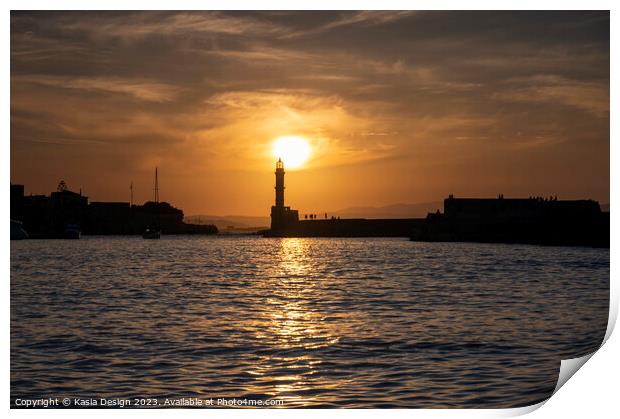 Radiant Sunset over Chania Harbour Print by Kasia Design