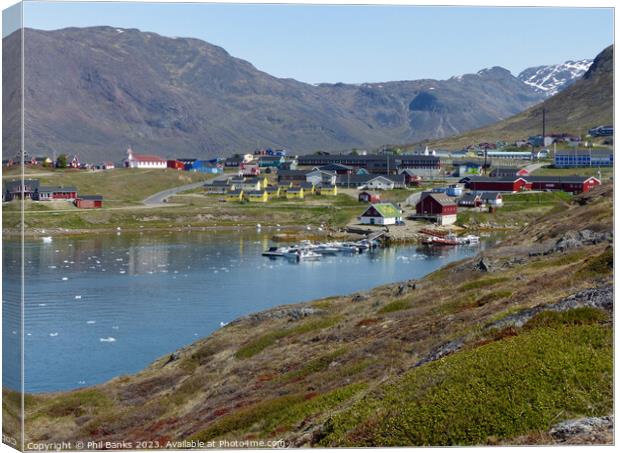 Narsaq, Greenland in early Summer Canvas Print by Phil Banks