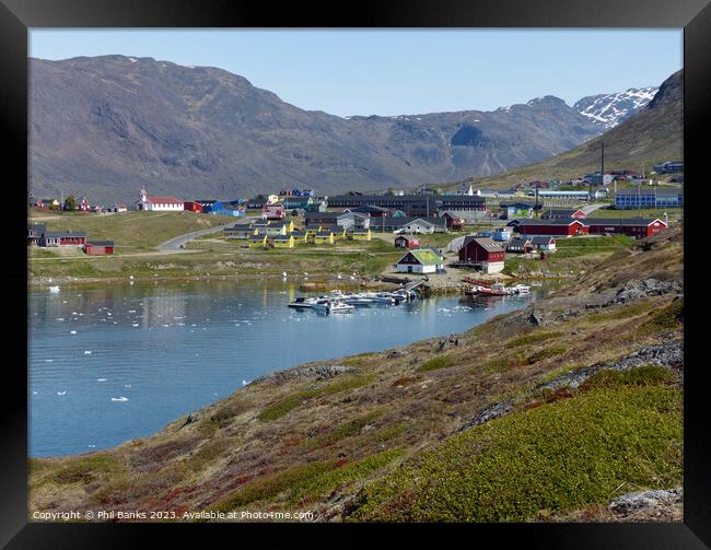 Narsaq, Greenland in early Summer Framed Print by Phil Banks