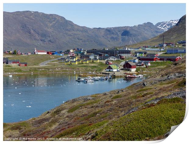 Narsaq, Greenland in early Summer Print by Phil Banks