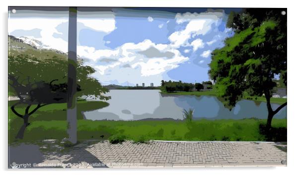 Landscape, nature, beauty, travel, water, street, lake Acrylic by Reinaldo França