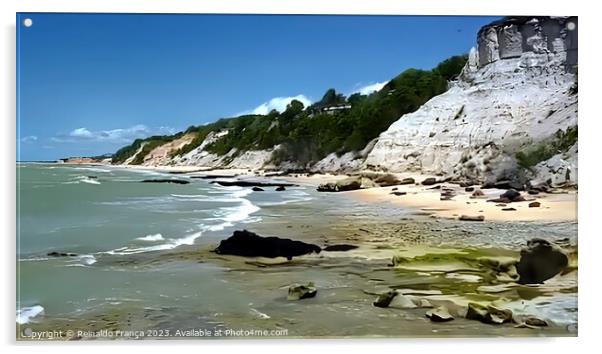 Landscape, nature, beauty, travel, water, beach, mountain, sea Acrylic by Reinaldo França