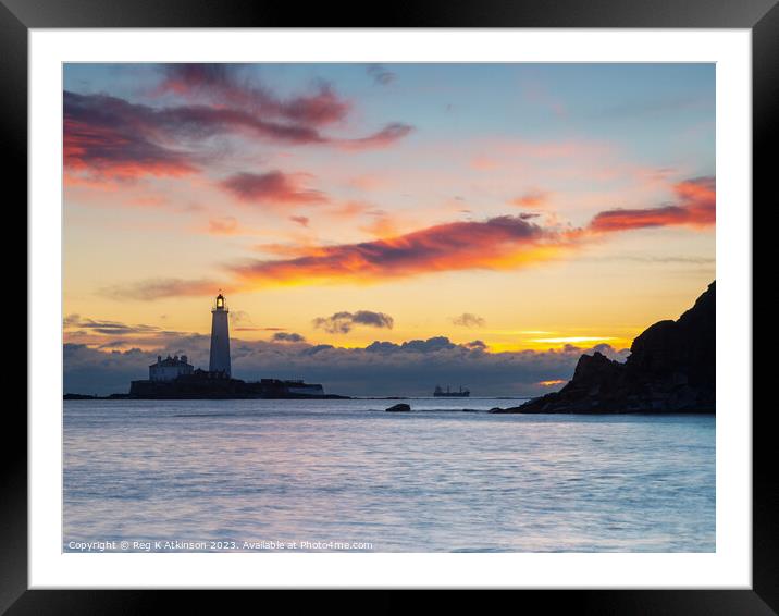 St Marys Lighthouse Framed Mounted Print by Reg K Atkinson