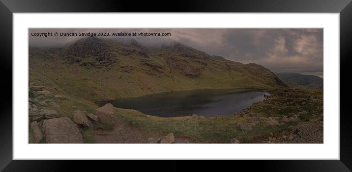 Moody panoramic of Low Water, Coniston Framed Mounted Print by Duncan Savidge