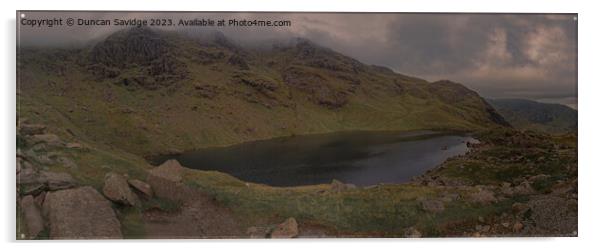 Moody panoramic of Low Water, Coniston Acrylic by Duncan Savidge
