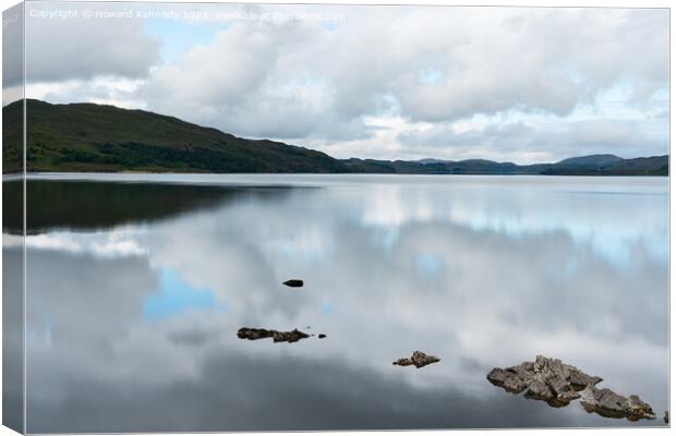 Reflections on Loch Assynt, Sutherland, Scotland Canvas Print by Howard Kennedy