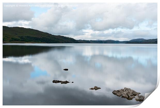 Reflections on Loch Assynt, Sutherland, Scotland Print by Howard Kennedy