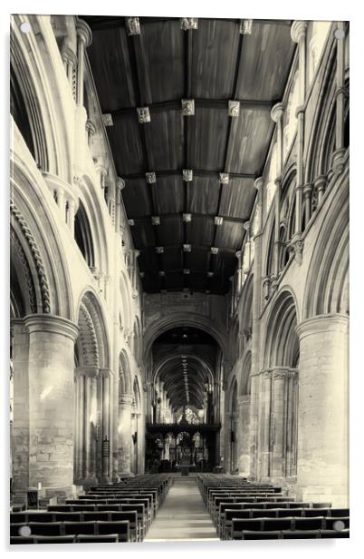 Selby Abbey Interior 02 Sepia Acrylic by Glen Allen