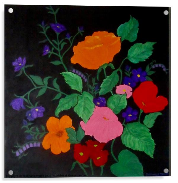Colourful Wild Flowers Acrylic by Stephanie Moore