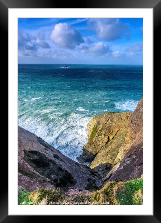 Turquoise seas in Cornwall Framed Mounted Print by Nathan Atkinson