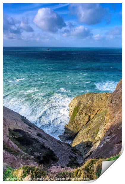 Turquoise seas in Cornwall Print by Nathan Atkinson