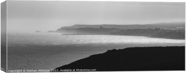 Whitby in the fog Canvas Print by Nathan Atkinson