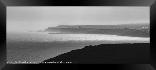 Whitby in the fog Framed Print by Nathan Atkinson