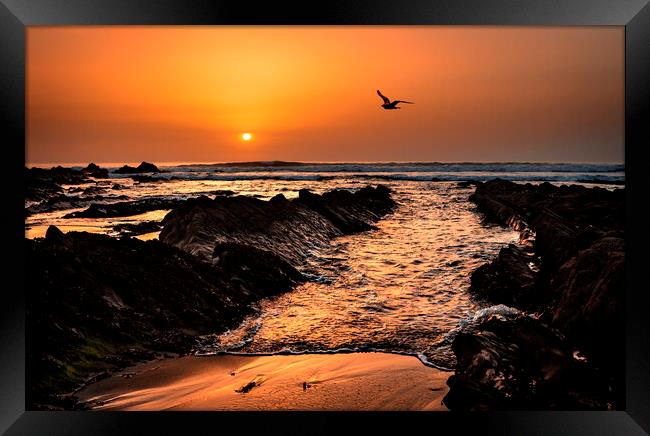 Widemouth Sunset, Cornwall Framed Print by Maggie McCall