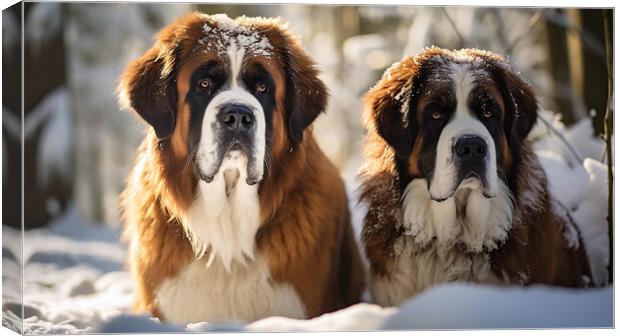 St Bernard Dogs Canvas Print by Steve Smith