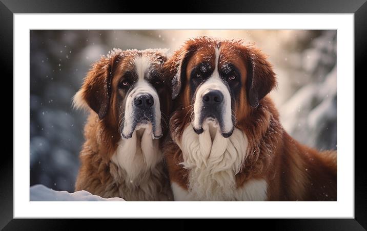 St Bernard Dogs Framed Mounted Print by Steve Smith
