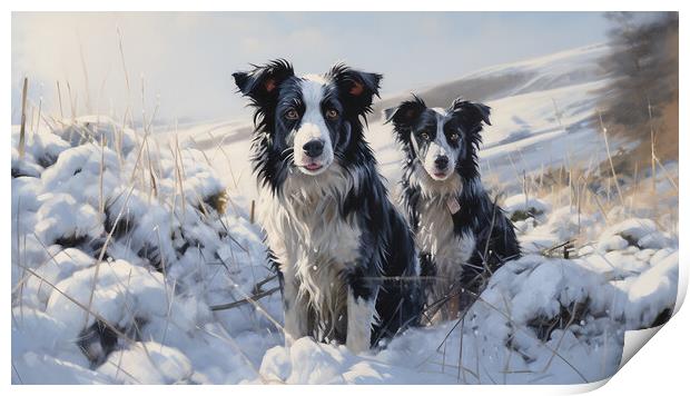 Border Collies In Winter Print by Steve Smith