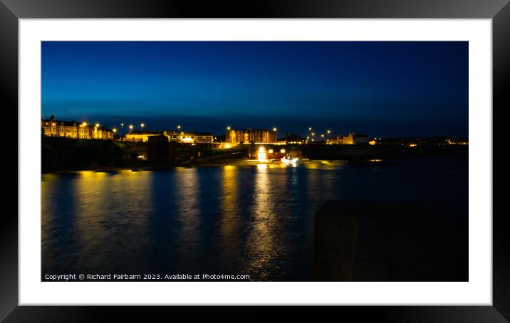 Cullercoats Bay at Night Framed Mounted Print by Richard Fairbairn
