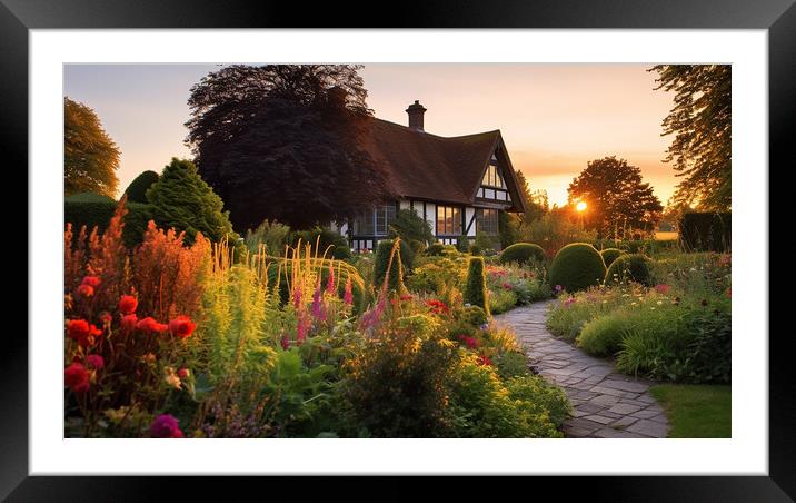 Sunset in the Garden Framed Mounted Print by CC Designs