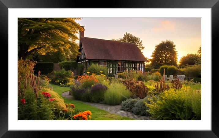 English Cottage Framed Mounted Print by CC Designs