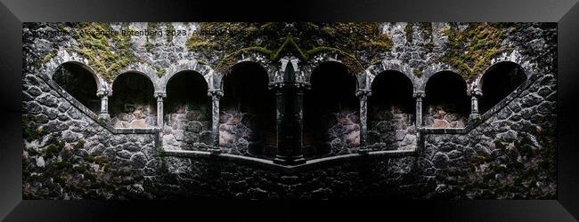 Medieval Arches on a rock facade Framed Print by Alexandre Rotenberg