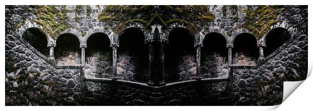 Medieval Arches on a rock facade Print by Alexandre Rotenberg