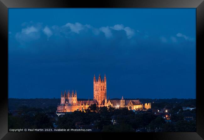 Canterbury Cathedral at Blue Hour  Framed Print by Paul Martin