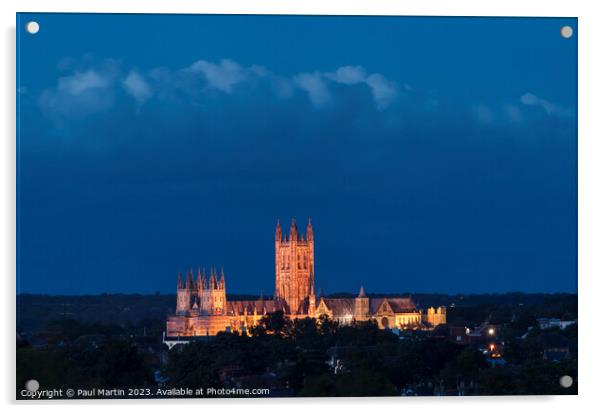 Canterbury Cathedral at Blue Hour  Acrylic by Paul Martin