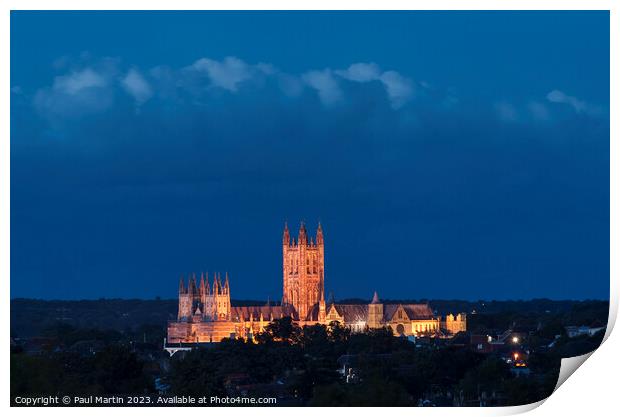 Canterbury Cathedral at Blue Hour  Print by Paul Martin