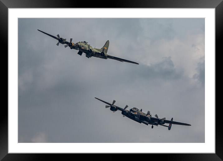 Lancaster and B17 Flying Fortress Framed Mounted Print by J Biggadike