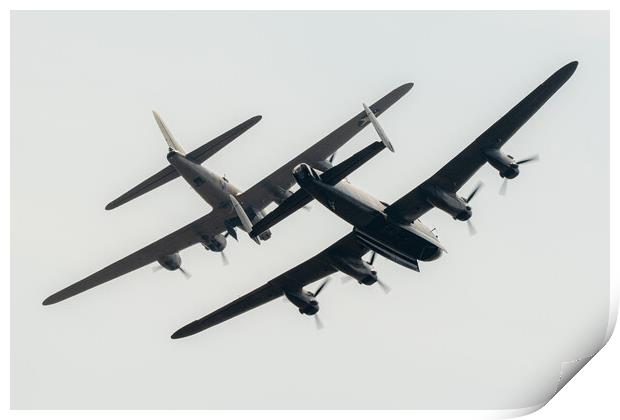 Lancaster and B17 Flying Fortress Print by J Biggadike