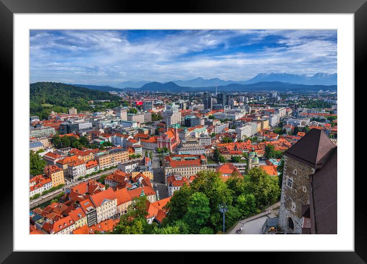 Ljubljana Cityscape In Slovenia Framed Mounted Print by Artur Bogacki