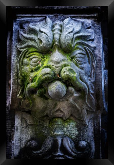 Old Lion Monster Face Sculpture Framed Print by Artur Bogacki