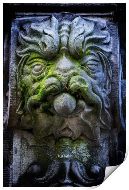 Old Lion Monster Face Sculpture Print by Artur Bogacki