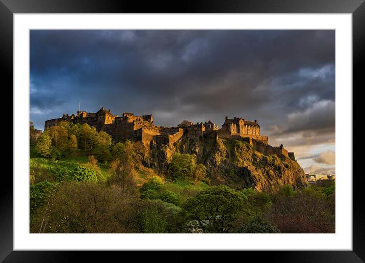 Sunset At Edinburgh Castle In Scotland Framed Mounted Print by Artur Bogacki