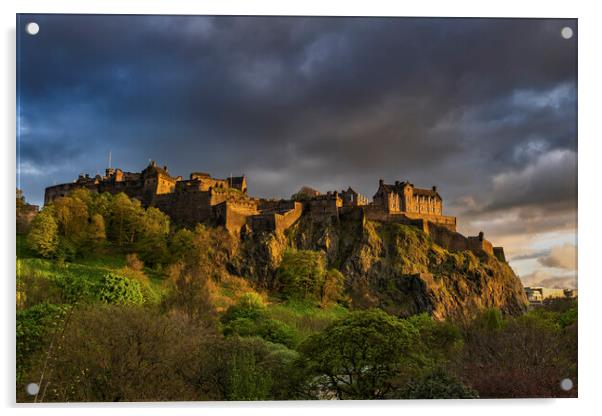 Sunset At Edinburgh Castle In Scotland Acrylic by Artur Bogacki
