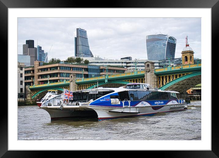Southwark bridge and River Thames iconic skyline Framed Mounted Print by Steven Dale