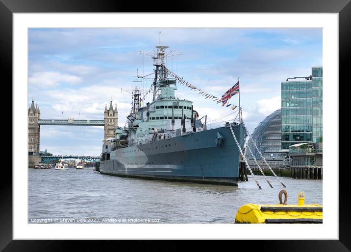 HMS Belfast Framed Mounted Print by Steven Dale