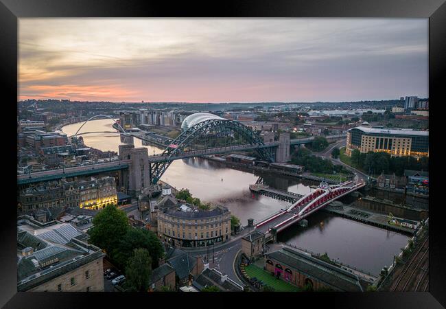 Newcastle Bridges on the Tyne Framed Print by Apollo Aerial Photography
