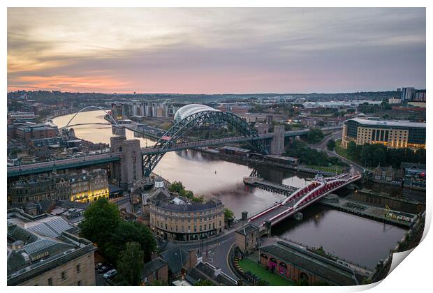 Newcastle Bridges on the Tyne Print by Apollo Aerial Photography