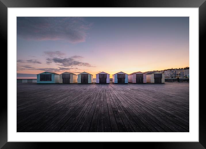 Hastings Pier Beach Huts Framed Mounted Print by Mark Jones