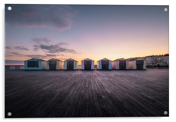 Hastings Pier Beach Huts Acrylic by Mark Jones