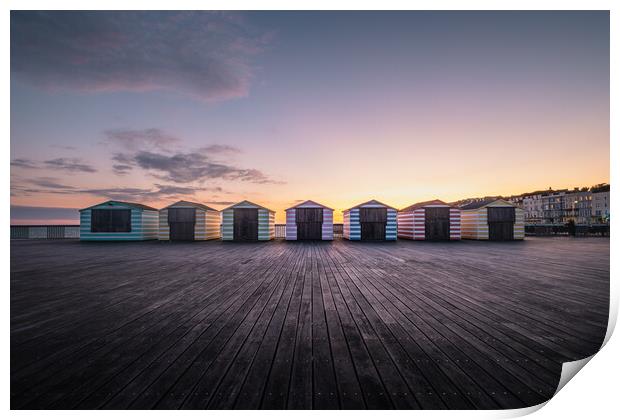Hastings Pier Beach Huts Print by Mark Jones