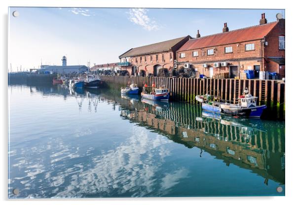 Scarborough Harbour Reflections Acrylic by Tim Hill