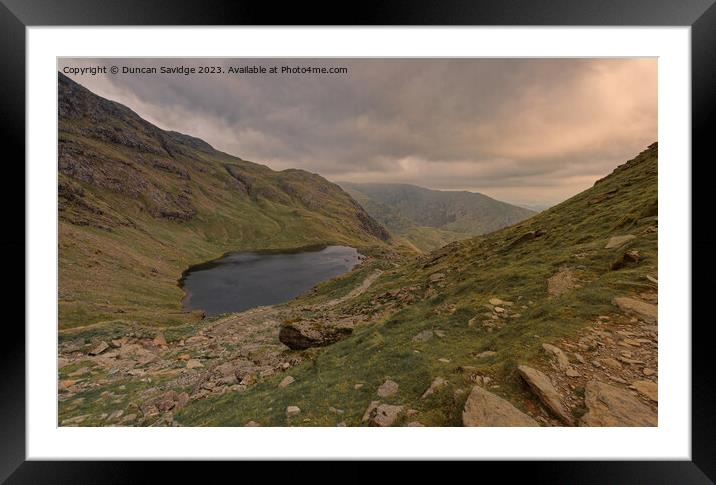 Low Water at Coniston  Old man Framed Mounted Print by Duncan Savidge