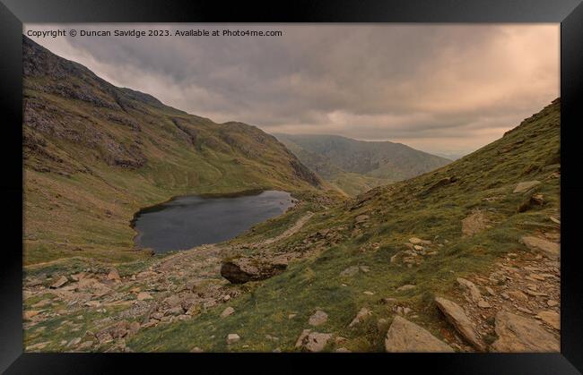 Low Water at Coniston  Old man Framed Print by Duncan Savidge