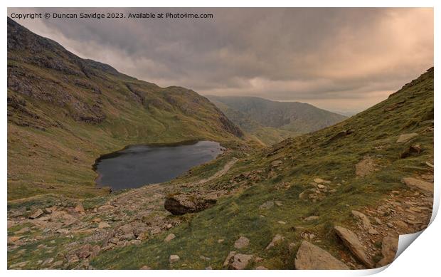 Low Water at Coniston  Old man Print by Duncan Savidge